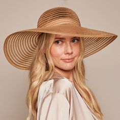 Camel horsehair packable wide-brim sunhat. Measurements: 6" X 3.5" X 5.5" One Size. SKU: 21002-02124 Bunny Hat, Wide Brim Sun Hat, Eugenia Kim, Circular Economy, The Bunny, Clean Ingredients, Horse Hair, Sun Hat, Wide Brimmed