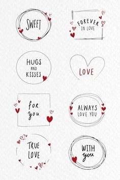 hand drawn valentine's day speech bubbles