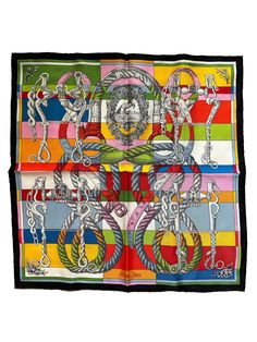 Multicolor Hermès 45cm silk scarf with “Della Cavalleria” motif and hand rolled edges. Includes box. Condition: Excellent: Item is clean and shows Hand Roll, Silk Scarf, Silk