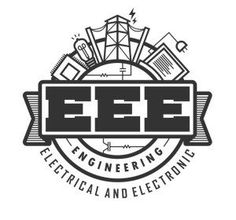 the logo for eeb electrical and electronics, which is designed in black and white