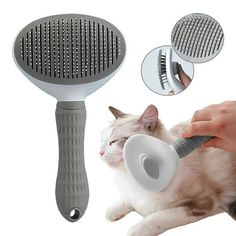 Hair Removal Pet Comb Styling Hair Removal Cat Comb Automatic Hair Removal Grooming Dog Comb Brush Features: Cat hair removal brush with automatic cleaning button. Once you're done brushing your pet, just click the button. The shutter out, separating the hair from the metal needle. Release all floating hairs and debris picked up by the brush. The cat grooming brush has 60 curved needles that go deep into the bottom layer of hair, making it easy to grip loose hair. This cat brush for indoor cats Cat Hair Removal, Cat Brush, Dog Toothbrush, Loose Hair, Long Haired Cats, Pet Brush, Indoor Cats, Dog Brushing, Types Of Coats