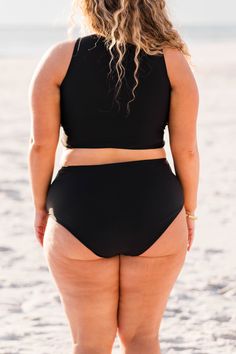 Swim in style in this cutie! The neutral black color will have all eyes on you and the super cute knotted style will have you looking so amazing! Style this with the matching bottom and some sandals for a chic pool or beach look! 80% Polyamide, 20% Elastane High Waist Fashion, Beach Look, All Eyes, Model Fits, Swim Bottoms, Matching Top, Swim Top, All About Eyes, Affordable Fashion