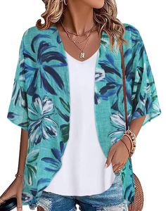 PRICES MAY VARY. MATERIAL: Swimsuit cover ups for women are made of chiffon, thin and lightweight fabric is a little sheer that makes you sexy, chic, cool and comfortable in summer DESIGN: Kimono cardigans for women are designed with open front, puff sleeve, all-over print, and symmetrical round beveled hem, loose fit and medium length, adding fashion elements to your summer outfits COLLOCATION: Womens summer tops can be worn as swim cover ups pairing with bikini, maternity clothes, dress capes Cafe Street, Kimono Beach Cover Up, Kimono Beach, Chiffon Cardigan, Oversized Clothes, Fashion Elements, Denim Skirt Outfits, Beach Vacations, Womens Kimono