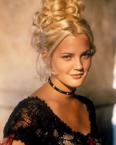 90 Prom Hair, 80s Medium Length Hairstyles, 80s Hair Updo, Fantasy Updo, Drew Barrymore 90s, Styles Wigs, Intricate Hairstyles, Prom Goals