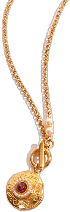 Luxury Gold Chain Necklace With Pearl Charm, Luxury Pearl Chain Metal Necklace, Luxury Pearl Necklace With Metal Chain, Luxury Metal Chain Necklace With Pearl Chain, Luxury Metal Pearl Chain Necklace, Gold Pearl Charm Necklace, Gold Long Metal Pearl Necklace, Gold Pearl Chain Necklace With Lobster Clasp, Gold Toggle Necklace With Pearl Chain