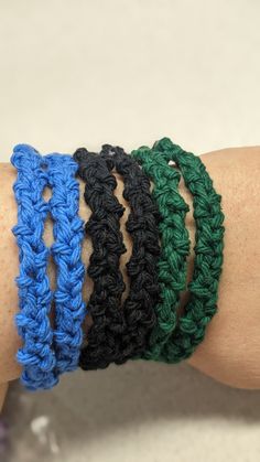 These would make great gifts to your friends and family. With the school year ending, kids can give these out to their best friends to remember them by.  Made with 100% cotton, they can be worn all day. Crochet Friendship Bracelets, Bracelets Crochet, Bracelets Braided, Braided Twist, Crochet Bracelets, Bracelets Adjustable, Crochet Bracelet, Bracelet Handmade, Adjustable Bracelet