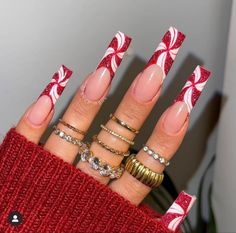 Christmas Nail Designs Acrylic, Nail Noel, Candy Cane Nails, Inspiration Tattoos, Christmas Nails Acrylic, Nail Swag, Xmas Nails, Christmas Nail Designs, Square Acrylic Nails