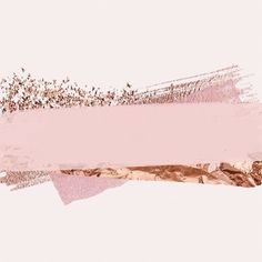 an abstract painting with pink and gold paint on the bottom half of it, over white background