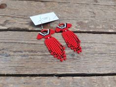 Red Dress Earrings, Red Beaded Dress, Seed Beads Earrings, Bead Fringe Earrings, Dress Earrings, Beadwork Earrings, Earrings Bead, Bead Fringe, Beadwork Necklace