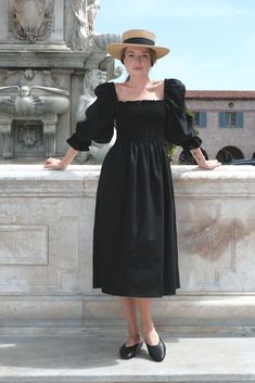 sandara Linen Black Dress, Purple Linen Dress, Midi Dress Off Shoulder, Lavender Fabric, Puffed Long Sleeves, Puffy Dresses, Black Linen Dress, French Dress, Style Français