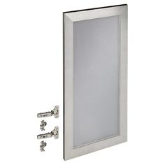 an image of a mirror and screws on a white background