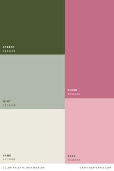 the color scheme is in shades of pink, green and beige