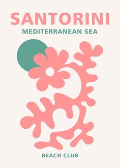 the san antonioi mediterranean sea beach club logo is shown in pink, green and white