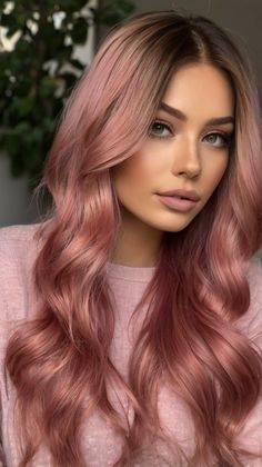 Best Guides for Layered Curls 🎭 Hair Dye Ideas For Blondes, Long Wavy Layers, Pink Hairstyles, Pink Hair Color Ideas, Crimson Hair, Blonde Hair Goals, Pink Hair Color, Clipin Hair Extensions, Layered Curls