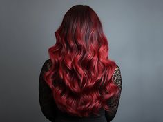 Flame Red Hair Color, Balayage Hair At Home, Flame Red Hair, Ideas For Red Hair, How To Balayage, Red Balayage Highlights, Balayage Ideas