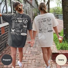 ️ Celebrate your unbreakable bond with our Custom Best Friend Matching Shirts! These personalized BFF tees feature adorable sayings on the back, perfect for besties who love Y2K nostalgia. Made with luxurious Comfort Colors Tshirts, they offer ultimate comfort and style. An ideal gift for your best friend, these shirts are sure to make every moment together even more special. ⭐️ In the personalization box above, enter the names and year you would like printed. Each shirt is sold separately. * We Matching Tshirt Ideas Best Friends, Matching Shirts For Best Friends, Matching Outfits For Besties, Best Friend Tshirt, Hawaii Fits, Best Friend Matching Shirts, Best Friend Matching, Y2k Nostalgia, Cute Sayings