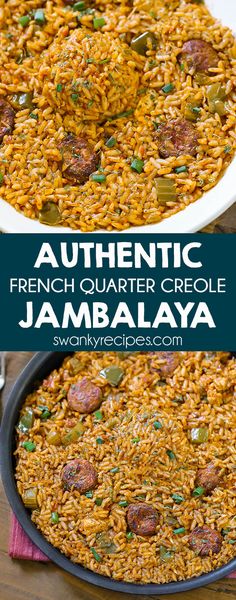 this is an authentic french quarter criole jamalaya rice dish with sausages and green onions