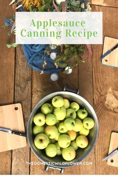 a bowl full of apples sitting on top of a wooden table with the title, 3 easy apple recipes