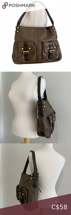 Tignanello Brown Soft Leather Shoulder Bag many compartments Dual Front Pockets Winter Handbags, Tignanello Handbags, Fall Bags, Brown Purse, Brown Purses, Brass Accents, Designer Bag, Timeless Classic, Leather Shoulder Bag