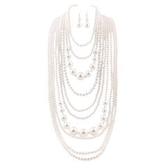 PRICES MAY VARY. ✿｡✿WELL MADE- Made of faux pearl more than about 1000 difference size pearl beads ranging from 8mm to 25mm, Weight: 369.5g/13.01oz ,Size:46cm/18inch ,51cm/20inch ,61cm/24inch , 71cm/28inch ,81cm/32inch ,86cm/34inch ,99cm/39inch ,106cm/42inch ,119cm/47inch ,127cm/50inch . ✿｡✿ ELEGANT AND BEAUTIFUL - Lobster clasp (extra extended Chain), Wearing this beautiful necklace will definitely make you stand out in the crowd. This style is very fashionable at the moment.Handmade Braid Bib Long Choker Necklace, Choker Necklace Gold, Shoulder Necklace, Flapper Necklace, Bib Collar, Gold Choker Necklace, White Necklace, Real Pearls, Beaded Choker Necklace