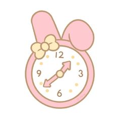 a pink alarm clock with a bow on it's head and numbers in the middle