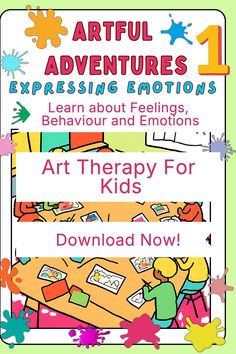 an art therapy poster with the words art therapy for kids, including children's artwork and