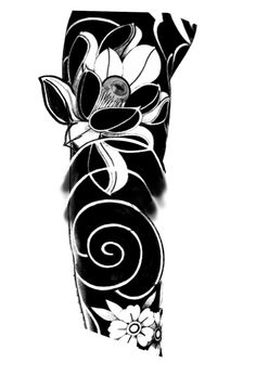 a black and white drawing of a vase with flowers on the bottom half of it