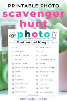 Photography Club Activities, Nature Photo Scavenger Hunt, Indoor Photo Scavenger Hunt, Photo Walking Ideas, Photo Club Ideas, Photography Activities For Children, Photography Club Ideas, Printable Scavenger Hunt For Kids, Photography Scavenger Hunt