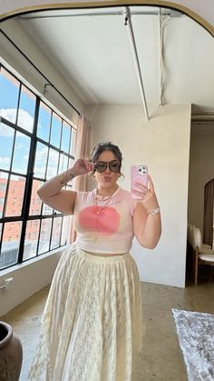 Summer Outfits Size 12-14, Ootd Summer Plus Size, Big Size Summer Outfit, Plus Size Cute Summer Outfits, Wide Dress Outfit, Midsize Summer Aesthetic, Plus Size Outfits Trendy, Skirts Midsize, Midsize Girl Outfits Summer