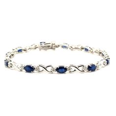 4.54 Carat Natural Sapphire And Diamond Bracelet G Si 14k White Gold 7'' 100% Natural Diamonds And Sapphires 4.54 Ctw (Diamonds - 0.15ct, Sapphires - 4.39ct) Dia Color: G-H Dia Clarity: Si 14k White Gold, Prong Style 7 Inches In Length B5963ws All Our Items Are Available To Be Ordered In 14k White, Rose Or Yellow Gold Upon Request. All Chains Of Pendants And Necklaces Can Be Requested In 16'' Or 18'' Length. . This Item Is Proudly Handcrafted In The Usa. Perfect Gift On Any Occasion. Layered Silver Bracelets, Gold Popcorn, Halloween Charm Bracelet, Rose Gold Bangle Bracelet, Faux Pearl Bracelet, Rose Gold Bangle, Wedding Jewelry Bracelets, Shell Bracelet, Bangle Bracelets With Charms