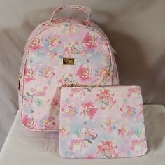 Girly Hearts And Stripes Decorate This Full Size Backpack From Betsy Johnson Pink Pouch Backpack For Daily Use, Pink Everyday Shoulder Backpack, Pink Everyday Use Standard Backpack, Pink Standard Backpack For Everyday Use, Cute Pink Backpack With Removable Pouch, Pink Backpack Bags For Spring, Pink Backpack For Spring, Cute Pink Backpack For Spring, Cute Everyday Backpack For Spring