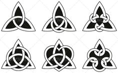 four celtic symbols in black and white