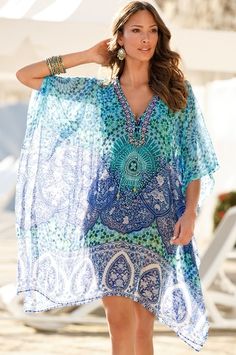 super cute coverup... for the beach, resort or at home Honeymoon Night, Boho Styl, Unique Clothes For Women, Bohemian Mode, Half Sleeve Dresses, Boston Proper, Swimsuit Cover Ups, Estilo Boho, Swimsuit Cover