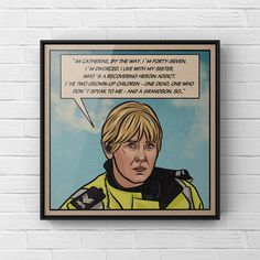 a painting on a brick wall with a comic strip saying i'm curious by the navy