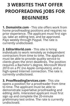 an advertisement with the words 3 website that offer profreading jobs for beginners