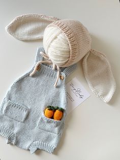 Cuddle and Kind Matching Henry the Bunny Outfit, Baby Halloween Costume, Baby Bunny Outfit, Bunny Hat,newborn Photoshoot Outfit, Baby Romper - Etsy Bunny Ears Hat, Knit Clothes, Baby Boy Knitting