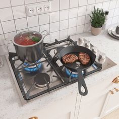 a stove top that has some food on it