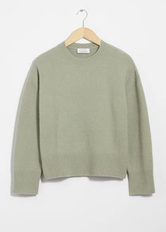 Long-sleeve knit sweater with a relaxed silhouette. Finished with a ribbed neckline, cuffs and hemlineLength of sweater: 53cm / 20.9" (Size S) Khaki Sweater, Knit Outerwear, Linen Sweater, Long Sleeve Knit Sweaters, Half Zip Sweaters, Ribbed Neckline, Fashion Story, Fall Sweaters, Knit Set