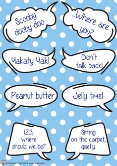 some speech bubbles with words in them