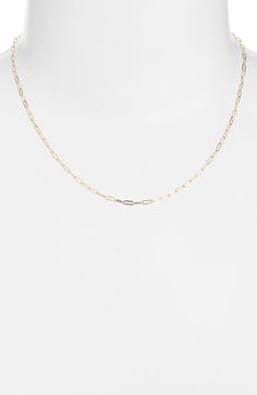 Polished 14-karat-gold illuminates a delicate paper-clip-chain necklace in a minimalist design perfect for everyday elegance. 17" length 14k gold Handmade in Canada Minimalist Gold Paperclip Chain Necklace, 14k Rose Gold Paperclip Chain Necklace, Minimalist Yellow Gold Paperclip Chain Necklace, Dainty Paperclip Chain Necklace For Formal Occasions, Dainty Formal Necklace With Paperclip Chain, Minimalist Yellow Gold Paperclip Necklace, 14k Gold Paperclip Box Chain Necklace, Minimalist 14k Gold Paperclip Chain Necklace, Minimalist Yellow Gold Necklace With Paperclip Chain