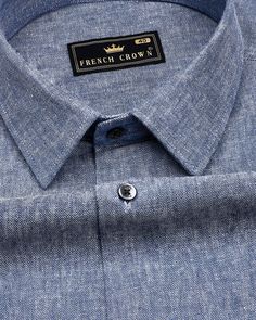 This Gray Shirt is a modern and stylish piece of clothing that combines the classic look of denim with the lightweight and breathable feel of linen. The shirt's cadet gray color is a versatile and understated hue, making it easy to dress up or down depending on the occasion. The blend of denim and linen gives the shirt a unique texture and drape, making it comfortable and easy to wear in any season. With its durable construction and timeless design, this shirt is a must-have addition to any ward Grey Denim Shirt, Casual Linen Shirt, Trousers Pattern, Denim Shirt Men, Gray Shirt, Formal Casual, Formal Shirts For Men, Grey Denim, Full Sleeves