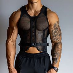 Find Men's Personalized Transparent Mesh Fitness Sleeve Vest online store. You can buy latest fashion Men Tank Tops from zivinfo.com with worldwide shipping. Mesh Tank Top Men, Tight Tank Top, Slim Vest, Tops Men, Men Spring, Mesh T Shirt, Shirt Vest, Vests Mens, Men's Muscle