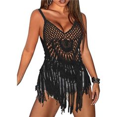 *Tassel Beach Cover Upwearing Sexy Crochet Cover Up, Immediately Attracted All Eyes With Unique Style And All People Closed With Breathing At That Moment When You Debut. *Elegantly And Sexy Designtassel Swimsuit Cover-Up Is Featuring Beautiful Tassel Trim, Asymmetric Hem, Relaxed Silhouette. Hand Knit Crochet, A Deep V Neck, Sexy Hollow Out, The Tassel Is On The Knee. *Easy To Matchthese Cover Ups Perfect For Womens Bikini, Swimwear, Swimsuits, Beachwear, Bathing Suits, Monokini, Tankini, Casual Party Beachwear Swimwear With Tassels, Club Top With Fringe, Fitted Tassel Tops For Beach, Fitted Tassel Tops For The Beach, Beachwear Tops For Club And Beach Season, Pineapple Swimsuit, Lace Bathing Suit, Kimono Beach Cover Up, Oversized Tee Shirt