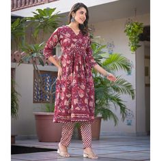 Maroon colored suit is prettified with floral printed work as shown which makes it appear classy. This top is made of pure cotton fabric which is accompanied with pure cotton bottom and chanderi dupatta. Women can buy this suit to wear for their parties and functions. Note:- The actual product may differ slightly in color and design from the one illustrated in the images when compared with computer or mobile screen. Size Chart Size: Semi Stitched/Unstitched can be altered from maximum to minimum Chanderi Dupatta, Cotton Anarkali, Anarkali Salwar, Silk Art, Mobile Screen, Anarkali Suits, Cotton Bottoms, Chiffon Saree, Salwar Suit