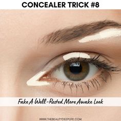 Concealer Trick To Fake An Awake Look Check more at https://beautyfashionideas.com/makeup/concealer-trick-to-fake-an-awake-look/ Concealer Tricks, Face Makeup Tips, Hooded Eye Makeup, Makeup Game, Eye Makeup Tips, Beauty Makeup Tips, Looks Black, Contour Makeup