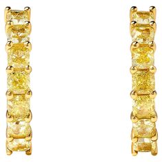 RareGemWorld's classic diamond earrings. Mounted in a beautiful 18K Yellow Gold setting with natural cushion cut yellow diamonds. These earrings are guaranteed to impress and enhance your personal collection! Total Weight: 3.19cts Length x Width: 21.6 x 3.5 mm Diamond Measurements: 3.0 x 3.0 mm Natural Cushion Yellow Diamonds 18K Yellow Gold All diamonds are guaranteed natural International Shipments: Please note that customers are responsible for all import duties and taxes applicable to the country of shipment Returns: Returns accepted in original format within 14 days of receipt Do not forget to view our entire inventory! Thank you for reviewing our item Classic Diamond Earrings, Yellow Cushion, Yellow Cushions, Yellow Diamonds, Natural Cushions, Cushion Diamond, Yellow Gold Setting, Yellow Diamond, Jewelry Earrings Hoops