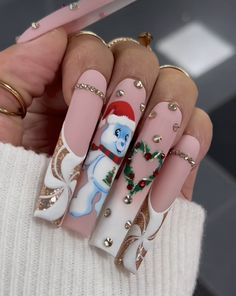 Press On Sweater Nails, Christmas Acrylic Nails Snowflakes, Blue Christmas Press On Nails, Christmas Nail Set, Christmas Fake Nails, New Years Nail Designs, Long Square Nails, Sweater Nails, Christmas Nail Art Designs