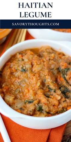 Haitian Legume – Eggplant Stew in a bowl. Haitian Legume, Legume Recipes, Eggplant Stew, Bread Dipping, Dipping Oil, Savory Soups