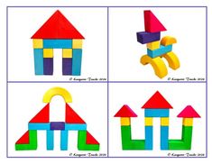 four different shapes and sizes of building blocks