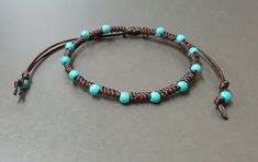 "Hippie Turquoise Wax Cord bracelet Adjustable 7\"- 8.5 \" fit for you S h i p p i n g : ♡ All items shipped worldwide by Thailand post. ♡ Shipped within 2- 3 days after payment received. ♡ Can be upgrade to express mail by a request before payment. You will take : ♡ 15 - 25 days after shipped from Thailand . ♡ 5- 7 days after shipped from Thailand by express mail." Casual Turquoise Beaded Bracelet, Casual Turquoise Beaded Jewelry, Casual Beaded Turquoise Jewelry, Casual Turquoise Bracelets For Jewelry Making, Casual Turquoise Hand-strung Friendship Bracelets, Casual Hand-strung Turquoise Friendship Bracelets, Turquoise Bracelet Bead, Beach Silver Jewelry, Leather Macrame